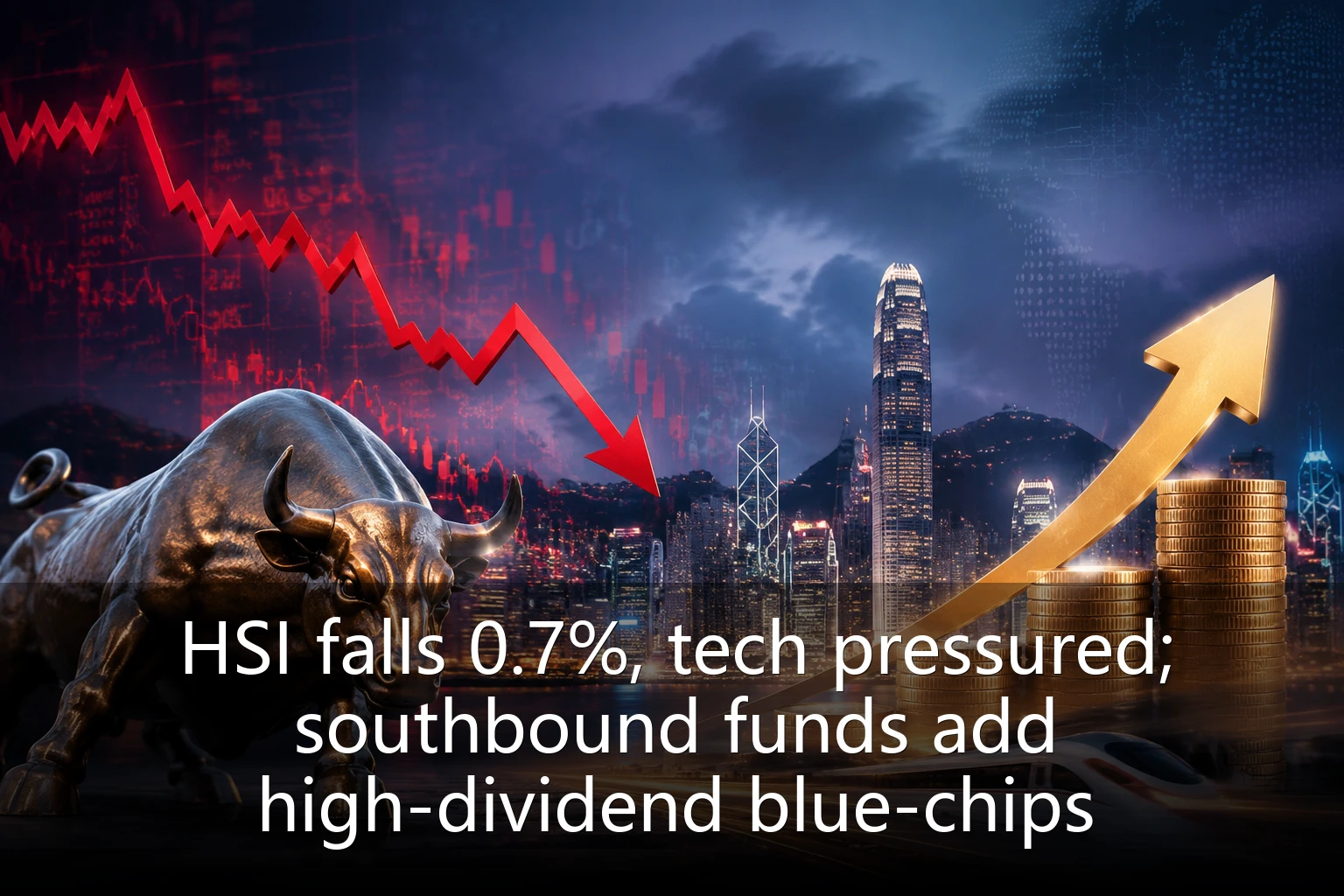 HSI falls 0.7%, tech pressured; southbound funds add high-dividend blue-chips